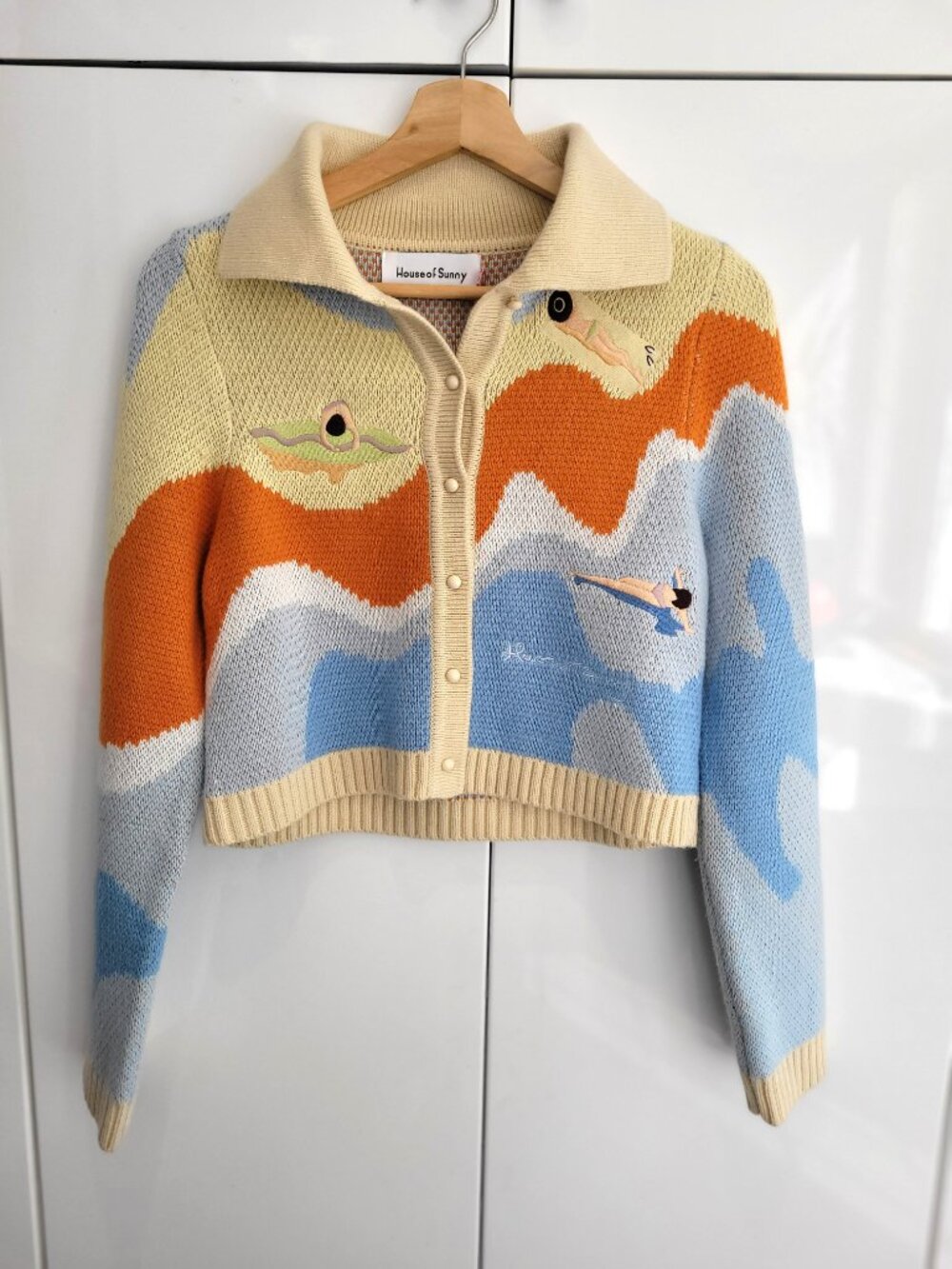 House of Sunny Collared Cropped Souvenir Cardi/Cardigan Size 4